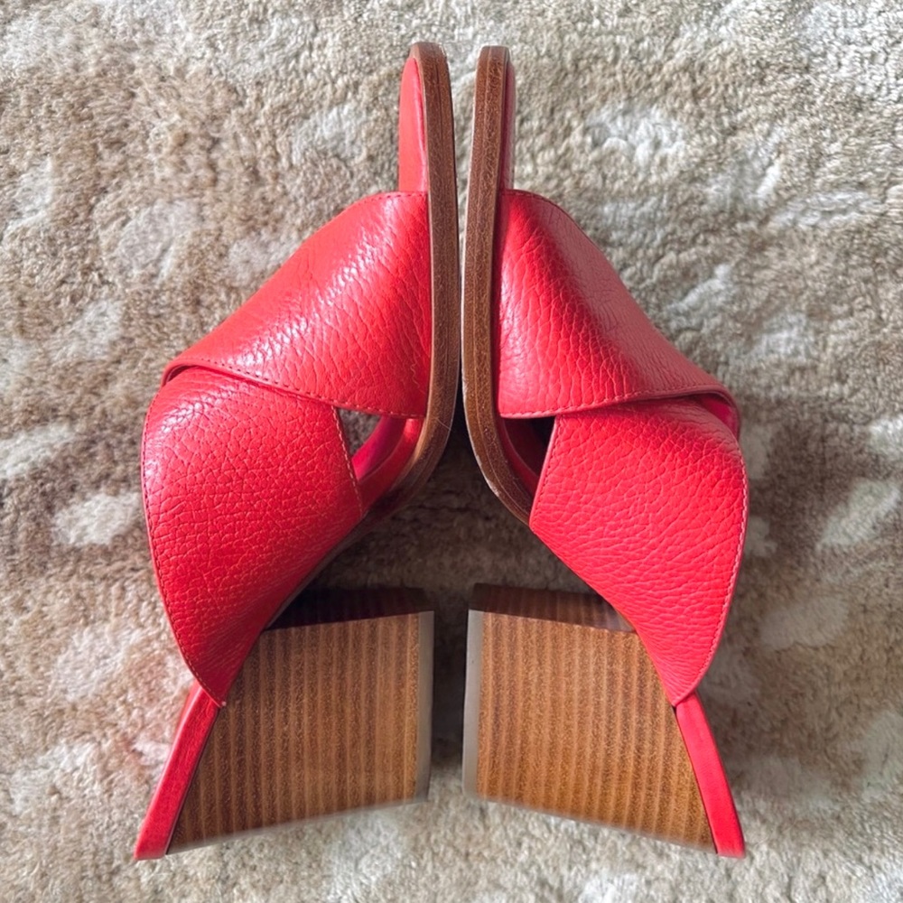 Kate Spade New York Felda Red Leather Mule Wrap Sandals Size 9m - Picture 4 of 13